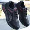 Calçados Masculinos Atacado Novos Sapatos Esportivos de Couro Respiráveis Casuais Sapatos de Corrida Sola Macia Preta Casuais Comércio Exterior Tamanho Grande Calçados Masculinos