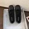 Zapatos Mary Jane de mujer con tira cruzada que aumentan la altura, zapatos planos de cuero de corte bajo de verano, bailarinas, zapatos de un solo color con punta cuadrada