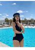 Maiô Feminino 2022 Tendência Sem Costas Maiô de Uma Peça Bikini Slim Cobrindo a Barriga Sexy Triângulo Peito Pequeno Franzido