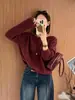 Elegante suéter de punto hueco con lentejuelas para mujer, nuevo top base versátil de manga larga holgado adelgazante para otoño/invierno