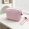 Bolsa de maquiagem com padrão waffle mais vendida na Etsy para compras internacionais, bolsa de armazenamento portátil de grande capacidade para viagens, necessaire de cor sólida de alta aparência