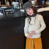 Suéter básico versátil Aimobebe para meninas, com um design suave e elegante, cor sólida e estilo cardigã de malha canelada vertical