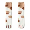 Calcetines de Peluche para Mujer, Felpa de Coral, Calcetines Gruesos Cálidos de Invierno y Otoño Hasta la Rodilla, Calcetines para el Hogar, Diseño Lindo de Pata de Gato, Calcetines Versátiles para el Hogar para Mujer