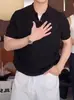 Camisa Polo Color Albaricoque de Manga Corta Estilo Old Money para Hombre, Camiseta Ligera de Verano Estilo Americano de Negocios Ajuste Delgado Cuello de Solapa Manga Media