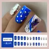Patches Azuis para Manicure Mais Vendidos na Europa e América, Patches para Unhas de Alta Qualidade com Borda Prateada, Unhas Usáveis Contrastantes em Azul e Prata com Apliques de Diamante