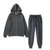 Conjunto deportivo unisex liso europeo y americano 2026, conjunto de sudadera con cremallera cálida casual de moda para otoño e invierno