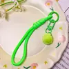 Lanyard con llavero de pompón de colores, correa de muñeca portátil anti-pérdida, accesorio colgante versátil para bolso, accesorio para joyería DIY