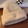Gorro de punto gris para mujer, otoño e invierno, estilo coreano, combina con todo, gorro grande, gorro pequeño, gorro de lana grueso y cálido.