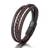 Pulsera de Cuero de PU Tejido de Moda Europea y Americana con Hebilla Magnética de Aleación de Zinc Pulsera Unisex Hecha a Mano Joyería Moderna Genial