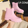 Zapatos de lluvia versión coreana de moda transfronteriza para mujer, material alto TPR, zapatos de agua antideslizantes resistentes al desgaste, zapatos de goma antideslizantes para cocina para mujer