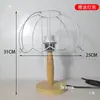 Lámpara de Mesa de Madera Maciza Hecha a Mano DIY Portalámparas de Cuerda de Algodón Tejida Paquete Tejido de Ratán Libro Rojo Pequeño Cuadros de Abuela Accesorios de Material de Ganchillo