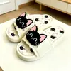 Chinelos Personalizados de Verão para Uso Externo de Gatinho Preto Doce e Legal de Desenho Animado, Celebridade da Internet, para Casa, Antiderrapantes, de Solado Macio
