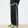 Pantalones Casuales de Hombre de Talla Europea Transfronterizos, Tendencia Primavera-Verano, Holgados, Color Sólido, con Dos Rayas, Pantalones Deportivos de Pierna Ancha a la Moda
