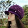 Gorro de Invierno Señora Mayor Cálido con Forro Polar Gorro con Protección para las Orejas con Forro Polar Gorro de Madre de Lana Imitación de Piel de Conejo Gorro Tejido para Edad Media y Adultos Mayores