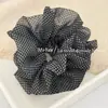 Scrunchie de Gaze Leve com Bolinhas Estilo Coreano com um Toque Elegante de Cintura, Elástico Tendência para Rabo de Cavalo, Acessório de Cabelo
