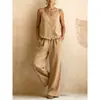 Amazon Transfronterizo Europeo y Americano Nuevo Estilo 2026 Conjunto de Dos Piezas para Mujer: Chaleco sin Mangas y Pantalones de Pierna Ancha Ropa para Mujer