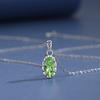 Collar de Plata de Ley 925 con Cristal para Mujer, Verano Lujo Ligero Moda Versátil Cadena para Clavícula Colgante Ovalado Verde Oliva de Gama Alta