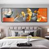 Pintura colgante moderna de lujo ligero para dormitorio, pared de fondo para hotel bed & breakfast, sala de estar, loto abstracto, picture de nueve peces, pintura decorativa de mesita de noche