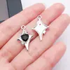 Aleación incrustada resina UV taladro estrella luna estrella de cuatro puntas colgante DIY pendiente collar colgante adornos accesorios pequeños