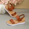 Sandalias de Cuña de Suela Gruesa con Doble Tira, Estilo Nuevo de Verano Transfronterizo para Mujer, Tallas Grandes, Zapatos Casuales de Playa de Comercio Exterior para Mujer