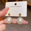 Pendientes de Perla de Algodón Retro de Alta Gama Franceses para Mujer Lujo Ligero Nicho Versátiles para el Trabajo Pendientes de Botón Pequeños de Frijol