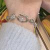 Pulsera Linda Chica Cabeza de Gato Diamante Flash Flor Pedrería Simple Elegante Linda Femenina