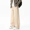 Pantalones de pana con diseño de empalme para hombre Primavera y Otoño 2025 Nuevos Pantalones Casuales Sueltos Rectos Caídos para Hombre
