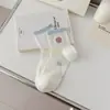 Calcetines Divertidos y Dulces de Oso de Dibujos Animados Bordados para Mujer, Calcetines de Algodón de Malla Transpirable Sin Costuras de Tubo Medio para Primavera y Verano