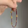 Nuevo Pulsera de Calabaza Dorada Estilo Chino, Diseño Simple y de Nicho, Sensación de Alta Gama, Hilo Rojo, Estilo Antiguo, Accesorio de Joyería Tejido a Mano