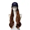 Peluca de comercio electrónico Categoría 2, peinado largo y rizado para mujer, gorra de béisbol para uso diario, marrón, peluca realista de onda grande, cobertura completa de la cabeza, envío directo