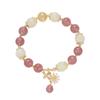 Pulsera de Cristal de Fresa Natural Badu para Mujer Pulsera de Cristal de Flor de Durazno Piedra Lunar Diseño de Nicho Ins Flor de Abeja