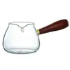 Juego de Té Kung Fu con Mango de Madera Vidrio de Borosilicato Alto Taza de Filtración, Separación de Agua y Té Jarra de Té con Mango