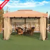 Pavilhão de Madeira Antiferrugem Mojia Pátio de Jardim Tenda Romana Gazebo Lazer ao Ar Livre Ferro Descanso Quatro Cantos Grupo ao Ar Livre
