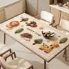 Capa de Mesa de Jantar em Couro é Impermeável, à Prova de Óleo, Lavável, Resistente ao Calor, Retangular, Antiderrapante e Pode Ser Usada como Protetor de Superfície de Mesa de Centro