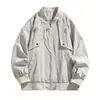 Chaqueta Casual Americana Nueva para Hombre de Primavera y Otoño con Cuello Vertical Estilo Aviador Tendencia de Moda Chaqueta Estilo Hong Kong para Hombres
