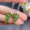 Aretes de Diopsita Natural con Incrustaciones de Plata S925, Chapados en Oro Blanco, Tamaño de Piedra Principal 3*6mm, Admite Pruebas