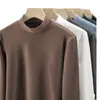 Camada Interna Quente Transfronteiriça Top Confortável Veludo Alemão Dupla Face Camiseta Básica Masculina Inverno Novo Fleece Espessado Gola Alta