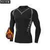 Ropa interior térmica de secado rápido para invierno para hombre, con felpa cálida, para deportes, fitness, ciclismo, entrenamiento, camiseta