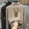 Camisa de Manga Longa com Gola Meia-Alta, Listrada em Veludo Engrossado, para Meninas, Outono e Inverno, Novo Estilo, Roupa de Baixo, Roupas Infantis, Tops Infantis Médios e Grandes