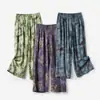 Calças de Viscose de Verão em Estoque para Mulheres, Calças Finas de Perna Larga, Calças Cropped de Algodão Artificial, Calças Lanterna, Roupa Feminina de Verão, Tamanho Plus