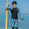 Nuevos Trajes de Baño para Pareja para Hombres y Mujeres, Pantalones Cortos Separados, Boxer de Manga Larga, Cubre Vientre, Adelgazantes, Protección Solar, Trajes de Baño para Aguas Termales Tallas Grandes