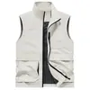 Chaleco para Hombre para Primavera, Verano, Otoño, Talla Grande, Corte Holgado, Cuello Alto, Ropa de Trabajo, Chaqueta sin Mangas Casual para Pesca al Aire Libre