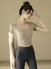 Traje deportivo de verano para mujer con almohadillas en el pecho, top de yoga de manga corta, top de fitness para entrenamiento de Pilates, pantalones de yoga de secado rápido