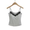 6959-25 Primavera Nuevo Estilo Europeo y Americano Niña Dulce Ocio Punto de Ola Contraste Encaje Costura Pequeño Chaleco Camisola
