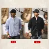 Camisa Retro Jelenuo con Cuello Alto para Hombre de Manga Larga Otoño 2026 Nueva Tendencia Holgada Casual Negra Camisa para Hombre