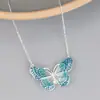 Plata de Ley 925 Gota de Pegamento Gota de Aceite Artesanía Mariposa Cadena para Clavícula Collar Moda para Mujer Simple Corto Cadena para el Cuello Joyería