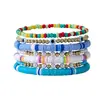 Pulsera para el Día de San Valentín Transfronteriza AliExpress Venta al por mayor Corazón de Amor Flor de Arcilla Blanda Pulsera de Cuentas con Letras Set de Joyería de Comercio Exterior