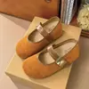 Sapatos Mary Jane Birkenstock Redondos de Camurça com Velcro Estilo Retrô Feminino Outono 2026 Novo Estilo Sola Macia Planos para o Dia a Dia