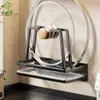 Estante para tapas de ollas de nuevo diseño, sin perforaciones, montado en la pared, estante de almacenamiento de cocina multifuncional para sostener tablas de cortar - un organizador imprescindible