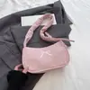 Bolsa de ombro com laço estilo coreano para mulheres, bolsa quadrada pequena fresca e versátil, bolsa de ombro casual nicho moderna